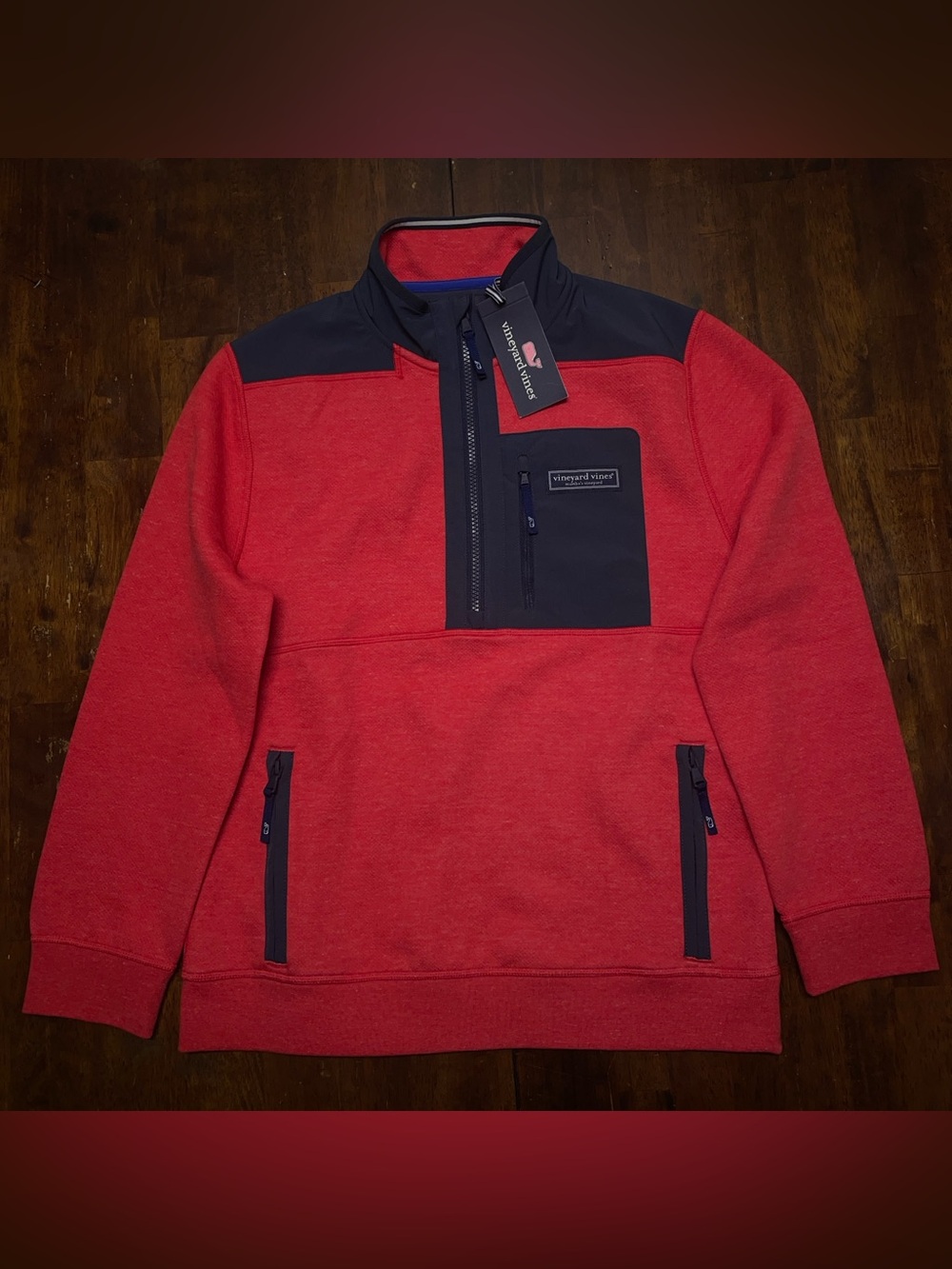 Vineyard Vines Boys Super Shep Shirt 1/4 Zip Red Size L (16) NWT MSRP $118